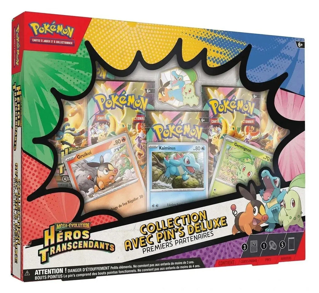 Collection avec pin's Deluxe Pokémon Héros Transcendants – Premiers Partenaires (FR)
