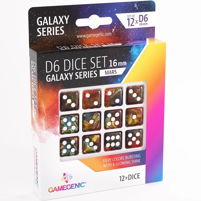 Set de 12 dés D6 16 mm Gamegenic Galaxy Series Mars