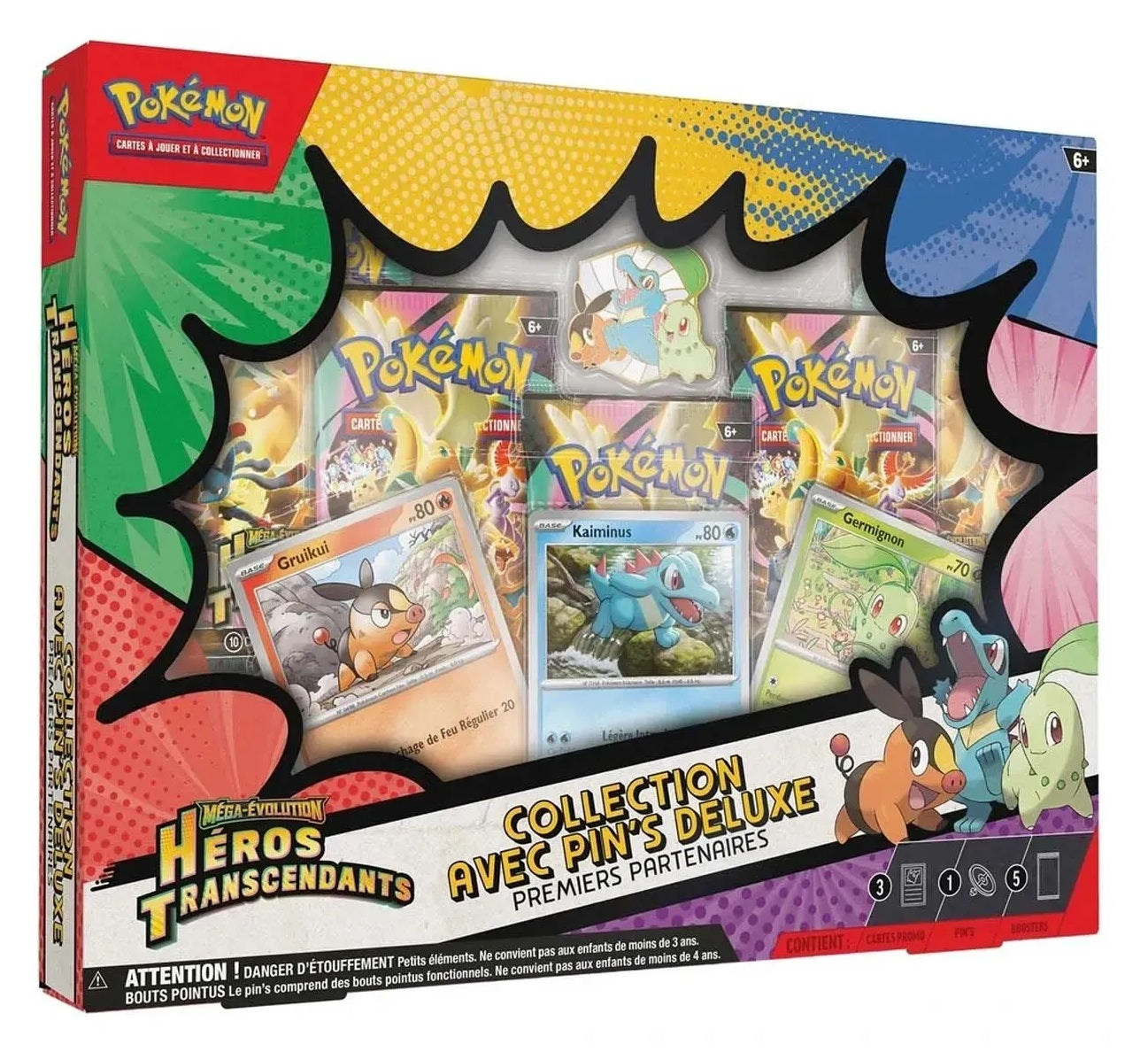 Collection avec pin's Deluxe Pok&eacute;mon H&eacute;ros Transcendants &ndash; Premiers Partenaires (FR)