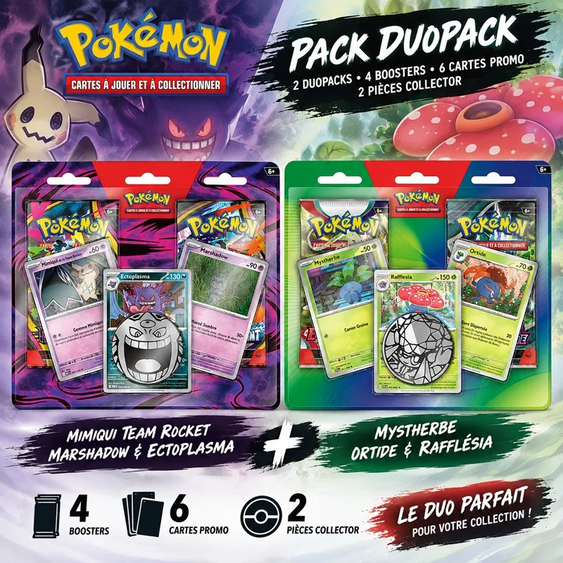 Pok&eacute;mon &ndash; Pack Duopack Mimiqui Team Rocket & Mystherbe Ortide Raffl&eacute;sia (FR)