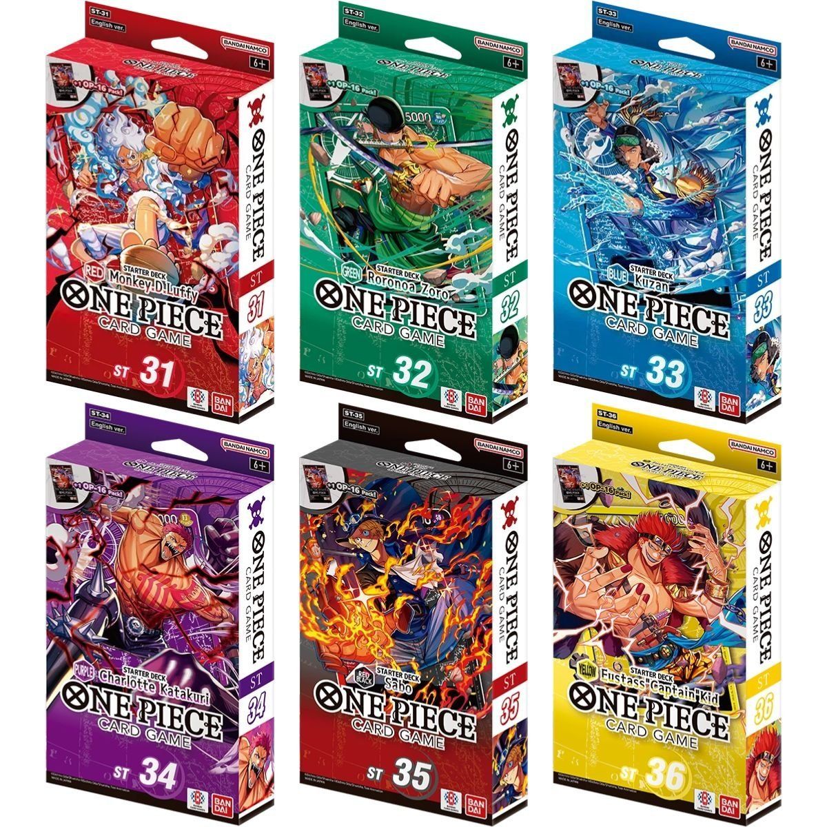 One Piece CG - Lot de 6 Decks pour D&eacute;butant ST-31 &agrave; ST-36 - EN