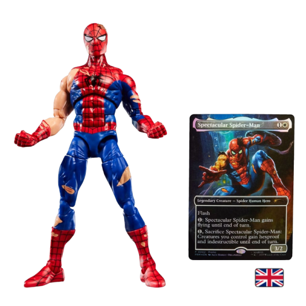 Figurine Marvel Legends Battle-Damaged Spider-Man x Magic: The Gathering - Avec Carte Exclusive