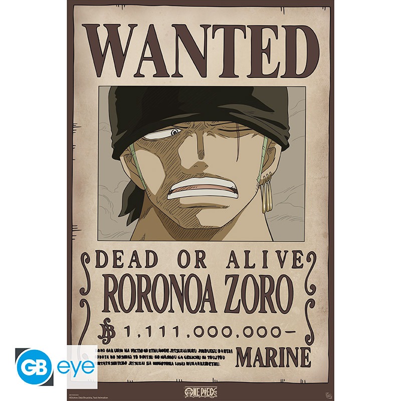 Poster Wanted Zoro Wano &mdash; 91,5 &times; 61 cm