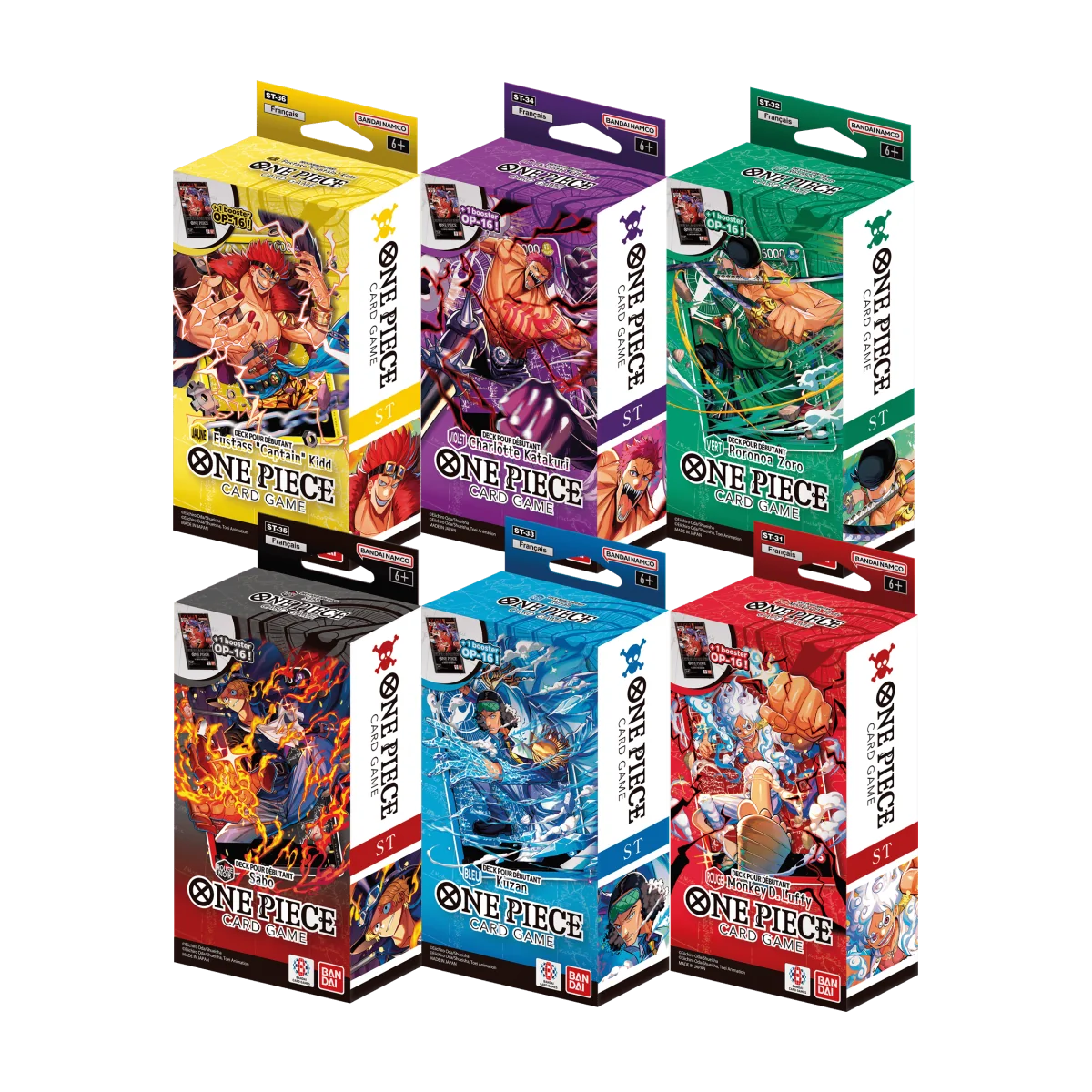 One Piece &ndash; Lot de 6 decks ST-31 &agrave; ST-36 (FR)