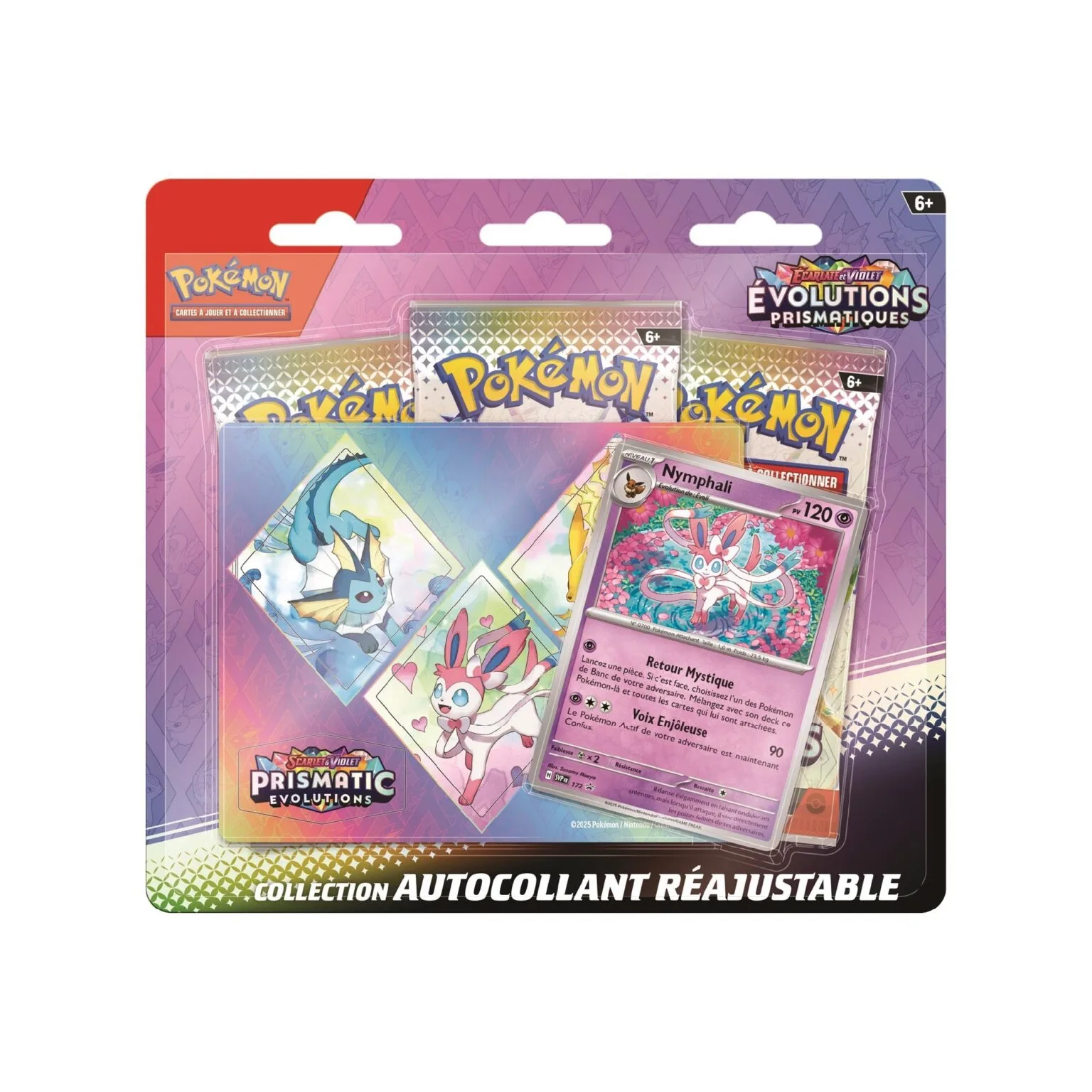Tripack Collection Autocollant Pok&eacute;mon &Eacute;volutions Prismatiques EV8.5 Nymphali (FR)